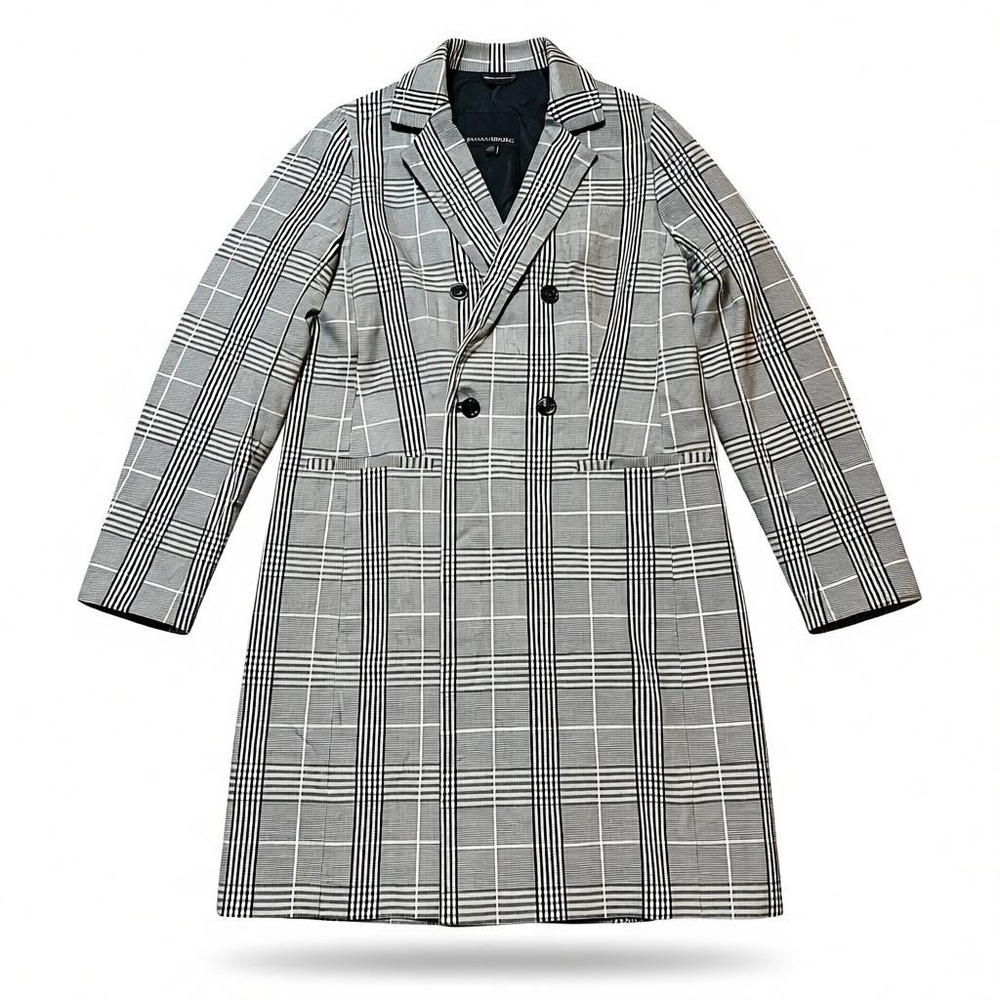 NWT Banana Republic Plaid Double Breasted‎ Blazer Coat Womens Size 2 Black White